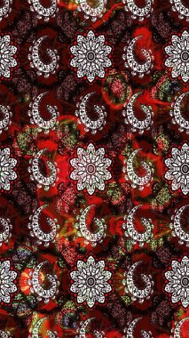 Raster Illustrasyon 'daki Çiçek Deseni' nin son moda çizimi. Düz Çiçek Elementleri Tasarımı. Güzel kumaş deseni. Renkli Yaz Teması çizim şablonu.