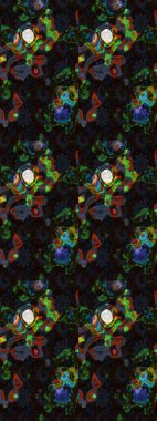 Siyah ve gri renkli çiçekler. Robot resim. Raster illüstrasyonu. Şirin çiçek elementleri..