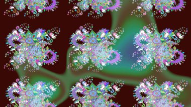 Soyut etnik raster çizim kalıbı. Arkaplan dokusu, duvar kağıdı, kahverengi ve yeşil renkli çiçek teması. Kabile sanatı boho baskısı, klasik çiçek arkaplanı.