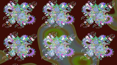 Çiçekli çiçek deseni, suluboya. Kahverengi ve yeşil renkli çiçekler. Düz Çiçek Elementleri Tasarımı. Raster illüstrasyonu. Renkli Bahar Teması çizim şablonu.