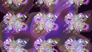 Hediye ambalaj kağıdı, tebrik kartları, posterler ve pankart tasarımı. Raster düz çiçek çizim deseni. Mor ve mor renkte çiçekler.