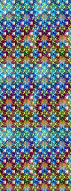 Robot resim. Şirin çiçek elementleri. Raster illüstrasyonu. Mavi ve yeşil renkte çiçekler.