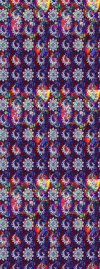 Doğal kozmetik ürünleri, parfüm, çiçekçi dükkanı için bahar ihalesi tasarımı. Karşılama ya da düğün geçmişi olarak kullanılabilir. Paket kağıdı için en iyisi. Mavi ve mor lale çiçekli Raster çizim deseni.