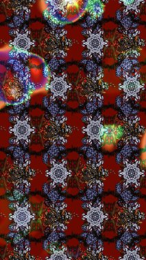 Kırmızı ve kahverengi renkte çiçekler. Raster illüstrasyonunda çiçek deseni çizimi.