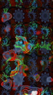 Kahverengi ve mavi renklerde. Raster illüstrasyonu. Kahverengi ve mavi renkte kahverengi ve mavi papatyalar..