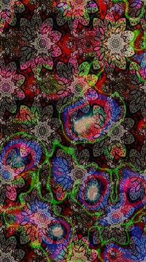 Raster deseni. Çiçekli çiçek deseni, suluboya. Süslü kumaş deseni.