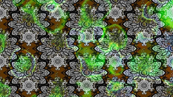 Tropik çiçekler. Gri ve yeşil renkli çiçekler. Gömlek çizimi Arkaplan Deseni.