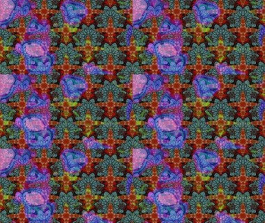 Çiçek duvar kâğıdı. Raster illüstrasyonu. Çiçek arkaplan. Mavi renkli şirin tekstil tarzında. Renkli çizim deseni.