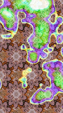 Raster illüstrasyonundaki çiçek desenli çizim. Tarafsız ve kahverengi renkte çiçekler.