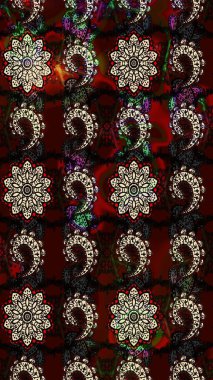 Raster deseni. Küçük çiçekteki sevimli çiçek deseni. Soyut çiçek çizim kalıbı arka planı. Siyah ve kahverengi renklerde. Raster illüstrasyonu.