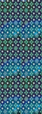 Mavi ve nötr renklerde Asya tekstil tarzında. Suluboya çiçekli çiçek deseni. Raster illüstrasyonu.