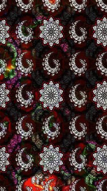 Renkli Bahar Teması eskiz kalıbı. Düz Çiçek Elementleri Tasarım Raster illüstrasyonu. Çiçek desenli eskiz. Siyah ve kahverengi renkte çiçekler.