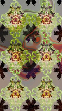 Renkli Bahar Teması eskiz kalıbı. Raster illüstrasyonundaki çiçek desenli çizim. Düz Çiçek Elementleri Tasarımı. Gri ve nötr renkte çiçekler.