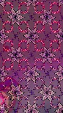 Raster illüstrasyonu. Mor renkli mor kıvırcık çiçekler. Klasik çiçek tasarım elementleri.