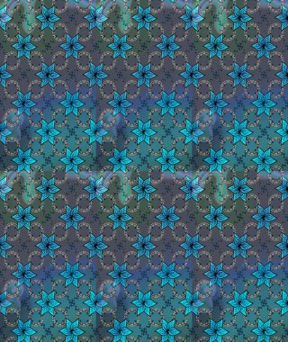 Raster illüstrasyonu. Klasik çiçek tasarımı elementleri. Mavi kıvırcık çiçekler mavi renkte şekillenir.