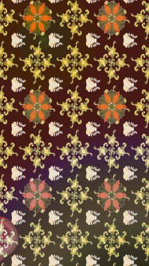 Kahverengi ve mor renkte çiçekli çiçek deseni. Çiçekler suluboya tarzında kahverengi ve mor renkte.