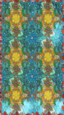 Çiçekli karalama şeklinde Raster çiçek deseni. Mavi renkli çiçekler. Yumuşak, bahar çiçekli arka plan.