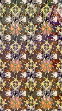 Raster illüstrasyonu. Kahverengi renkte kahverengi papatya deseni. Kahverengi renklerde.