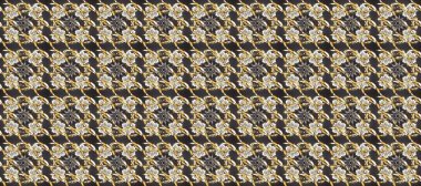 Doğum günü kartı, davetiye ya da afiş için iyidir. Raster illüstrasyonu. Kusursuz ortaçağ çiçek deseni. Bej, gri ve kahverengi renklerde altın. Dekoratif simetri arabesk.