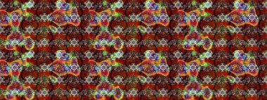 Kahverengi ve kırmızı renkte çiçekler. Raster illüstrasyonundaki çiçek desenli çizim. Düz Çiçek Elementleri Tasarımı. Renkli Bahar Teması çizim şablonu.