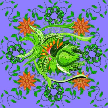 Menekşe ve yeşil lale çiçekli, pürüzsüz bir desen. Karşılama ya da düğün geçmişi olarak kullanılabilir. Doğal kozmetik ürünleri, parfüm, çiçekçi dükkanı için bahar ihalesi tasarımı. Paket kağıdı için en iyisi..