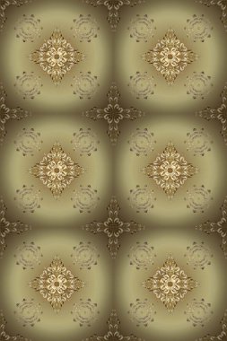 Christmas golden snowflake seamless pattern. Symbol holiday, New Year celebration raster golden pattern. Winter snow texture wallpaper. Golden snowflakes on neutral and beige colors.