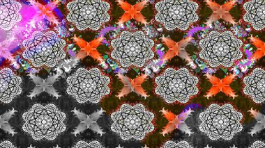 Raster çiçek izi. Klasik taslak çizimi. Raster Yumuşak kumaş deseni. Çiçek grisi ve kahverengi çizim deseni.