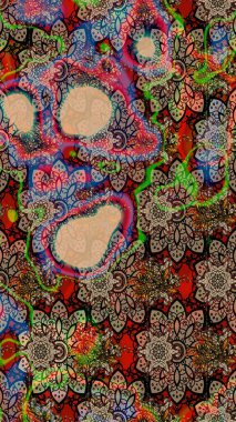 Raster illüstrasyonu. Suluboya çiçekli çiçek deseni. Bej ve kahverengi renkli güzel tekstil..