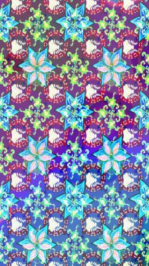 Mavi renkli çiçekler. Hediye ambalaj kağıdı, tebrik kartları, posterler ve pankart tasarımı. Raster düz çiçek çizim deseni.