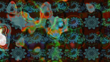 Modern çiçek arkaplanı. Moda baskıları için zarif bir şablon. Halk tarzı. Parlak renkli çiçekleri ve kahverengi ve mavi renkli yaprakları olan harika bir çiçek deseni..