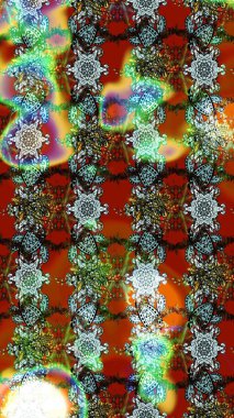 Çiçek tasarımı için inanılmaz bir kolaj cenneti tarzı. Çiçekli zambakların eskiz geçmişi. Parlak çiçekli kolaj çiçekleri kahverengi ve yeşil.