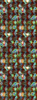 Raster illüstrasyonu. Yeşil ve kahverengi yapraklı yabani çiçekler. Eskiz arkaplan modeli. Suluboya, elle çizilmiş.