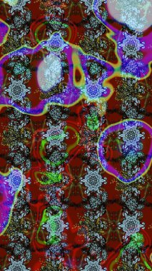 Raster çiçek desenli çiçek deseni, yapraklar, dekoratif elementler, sıçrama, lekeler, el çizimi kontur çizgileri ve Doodle çizim stili, grafik raster çizim çizimi.