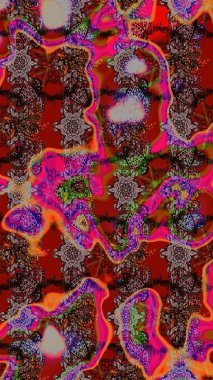 Kahverengi ve kırmızı renkte çiçekli çiçek deseni. Suluboya tarzında kahverengi ve kırmızı renkte çiçekler.