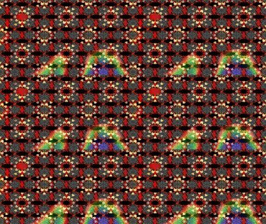 Siyah ve kırmızı renkte çiçekler. Raster illüstrasyonu. Asya tekstil tarzında. Çiçek desenli çizim. Raster illüstrasyonu.