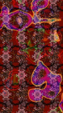 Raster illüstrasyonu. Çiçekli yumuşak bir eskiz şekli. Kibar, bahar çiçekleri kırmızı ve kahverengi renklerde. Raster çiçekleri klasik tarzda resmedilir..