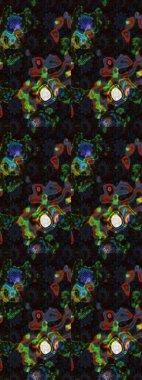 Şirin çiçek elementleri. Raster illüstrasyonu. Robot resim. Siyah ve gri renkte çiçekler.