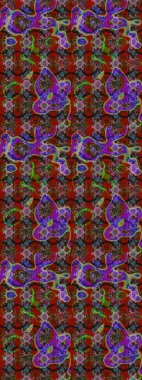 Flowers on brown and red colors. Flat Flower Elements Design. Sketch Floral Pattern in Raster illustration. Colour Spring Theme sketch pattern Background.