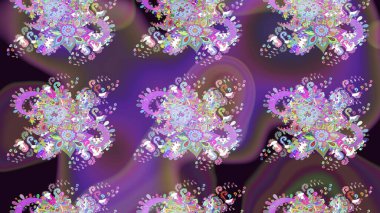 Hediye ambalaj kağıdı, tebrik kartları, posterler ve pankart tasarımı. Mor ve mor renkli çiçekler. Raster düz çiçek çizim deseni.