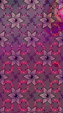 Raster illüstrasyonu. Klasik çiçek tasarımı elementleri. Mor kıvırcık çiçekler mor renkte şekillenir.