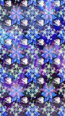 Parlak renkli çiçekleri ve mavi yaprakları olan harika bir çiçek deseni. Moda baskıları için zarif bir şablon. Halk tarzı. Modern çiçek arkaplanı.