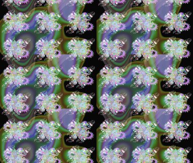 Tekrarlayan çiçek arkaplanı, zarif yeşil çiçek duvar kağıdı. Yeşil renkler üzerine çiçek desenli çizimler, el yapımı papatyalar, papatyalar..