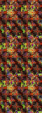 Renkli Bahar Teması eskiz kalıbı. Düz Çiçek Elementleri Tasarımı. Süslü kumaş deseni. Raster illüstrasyonunda çiçek deseni çizimi.