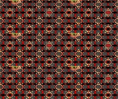 Sevimli çiçek raster deseni. Sketch Colour Spring Theme eskiz kalıbı. Siyah ve kırmızı renkte çiçekler. Düz Çiçek Elementleri Tasarımı.