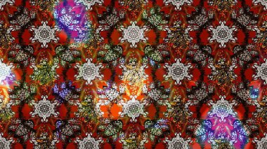 Renkli Bahar Teması eskiz kalıbı. Sevimli çiçek raster deseni. Düz Çiçek Elementleri Tasarımı. Kahverengi ve kırmızı renkte çiçekler.