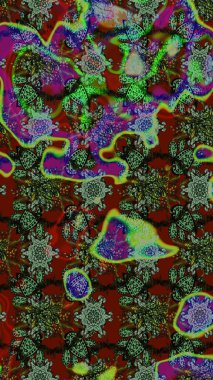 Düz Çiçek Elementleri Tasarımı. Raster illüstrasyonundaki çiçek desenli çizim. Yeşil ve gri renkli çiçekler. Renkli Yaz Teması çizim şablonu.