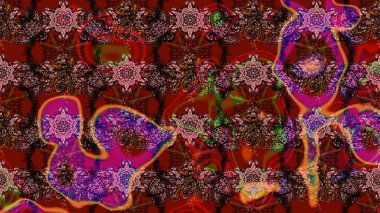 Çiçekli yumuşak bir eskiz şekli. Kibar, bahar çiçekleri kırmızı ve kahverengi renklerde. Raster illüstrasyonu. Raster çiçekleri klasik tarzda resmedilir..