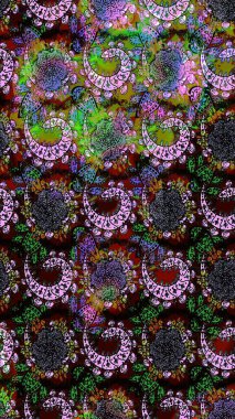 Raster illüstrasyonu. Çizim çiçek deseni duvar kâğıdı olarak kullanılabilir. Siyah ve kahverengi renkte çiçekler.