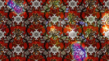 Raster illüstrasyonu. Şirin çiçekli eskiz deseni ve kahverengi, kırmızı ve gri renkli yapraklar, suluboya çiçek deseni, duvar kağıdı, kart veya kumaş için fayanslı.