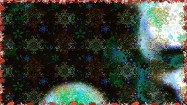 Güzel kumaş deseni. Raster suluboya deseni, narin çiçekler, siyah ve gri çiçekler, tebrik kartı şablonu..